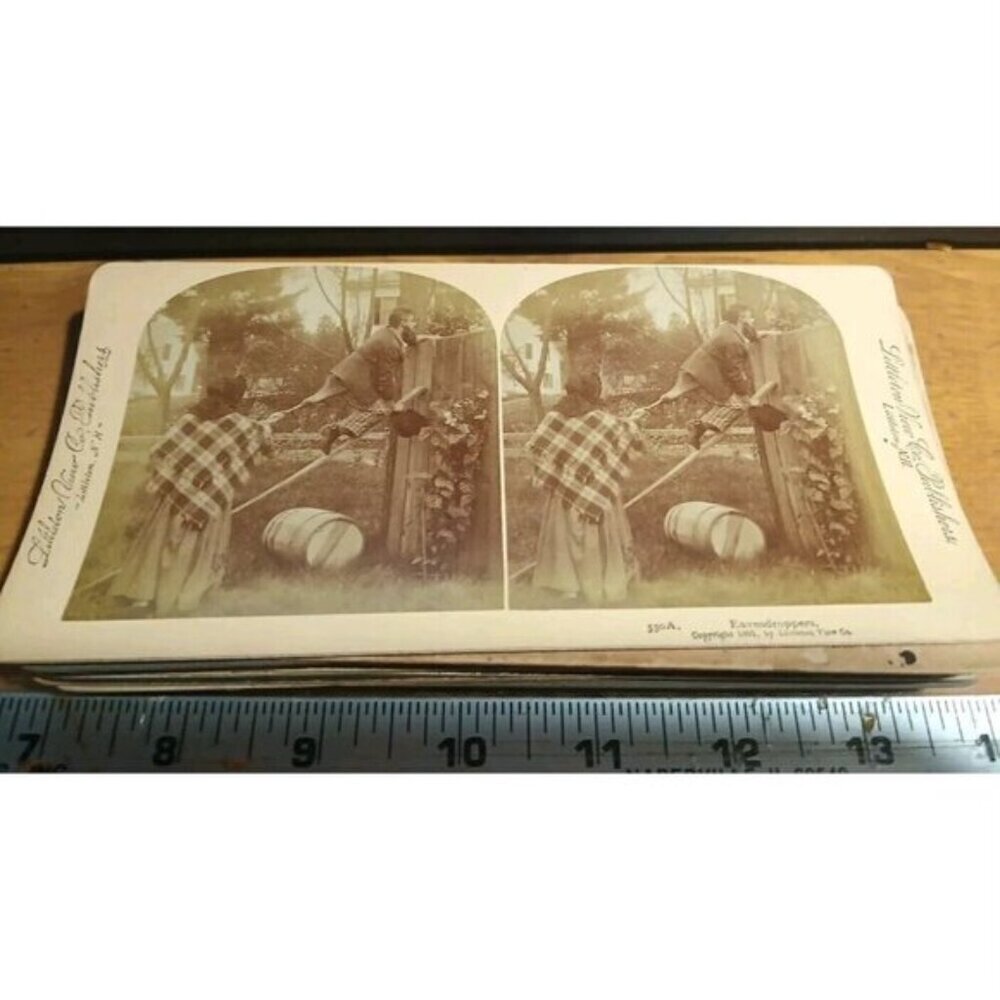 Eavesdroppers 1891 Littleton View Co Victorian Genre Stereoview